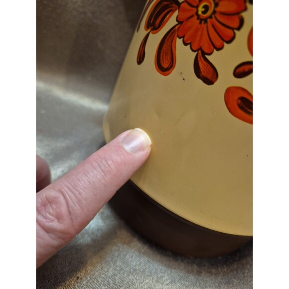 Vintage CORNING Thermos Coffee Tea Carafe 1qt GARDEN Orange Brown Floral - Picture 8 of 14